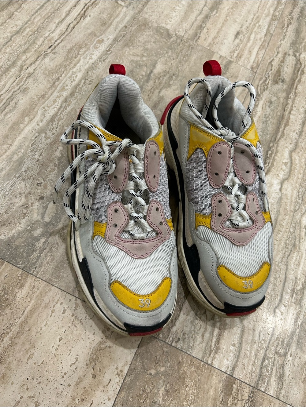 Balenciaga Triple S Multicolor Chunky Sneaker in White, Yellow, Pink, Black, Red - Picture 2 of 9